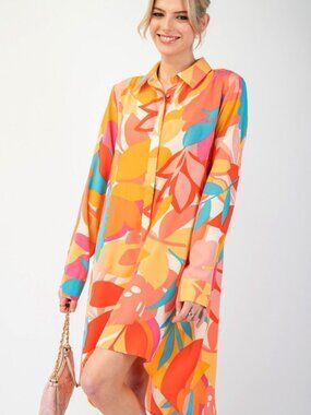 Easel Hi Lo Swirl Print Blouse